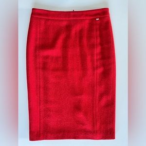 Vintage Bogner Red Wool Flannel Pencil Skirt. Size 4